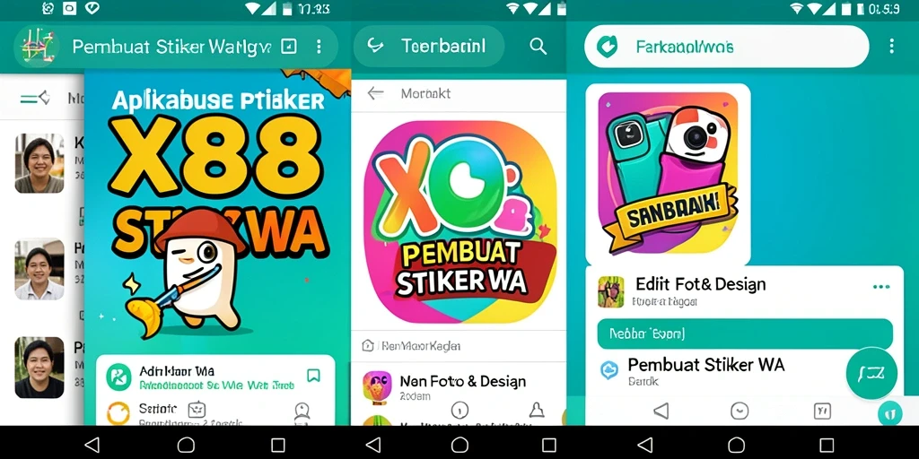 Tampilan antarmuka X88 saat membuat stiker WA yang menarik.