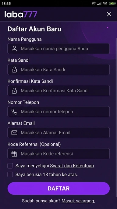 Cara Mudah Registrasi Akun Laba777 Untuk Pengguna Android